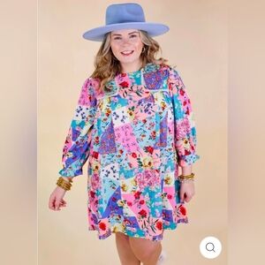 NEW!!! Umgee Colorful Floral Patchwork Dress,Sz Med, NWT